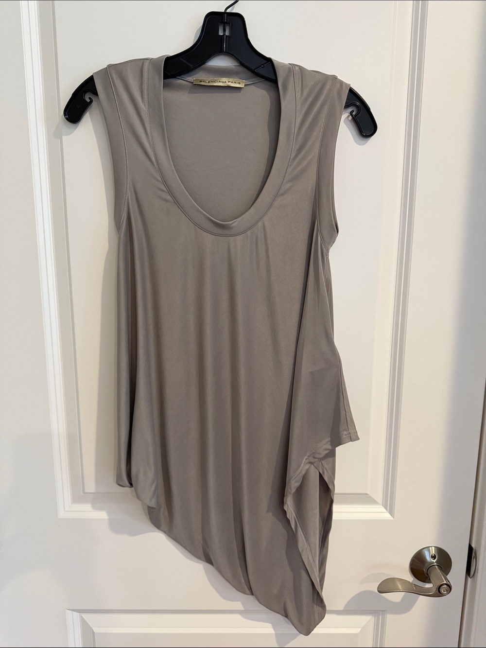 Balenciaga Asymmetric Light Gray Sleeveless Tank